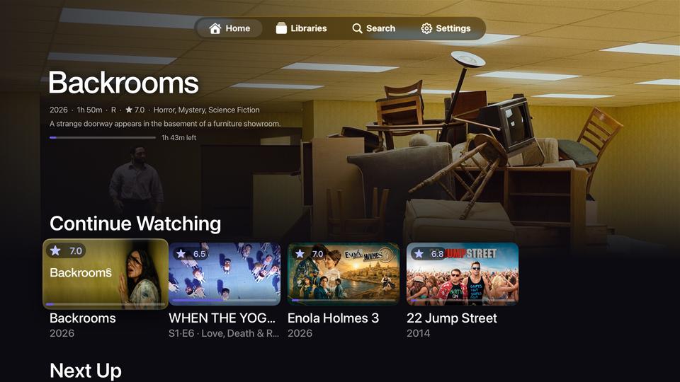 Moonberry home screen running on Apple TV